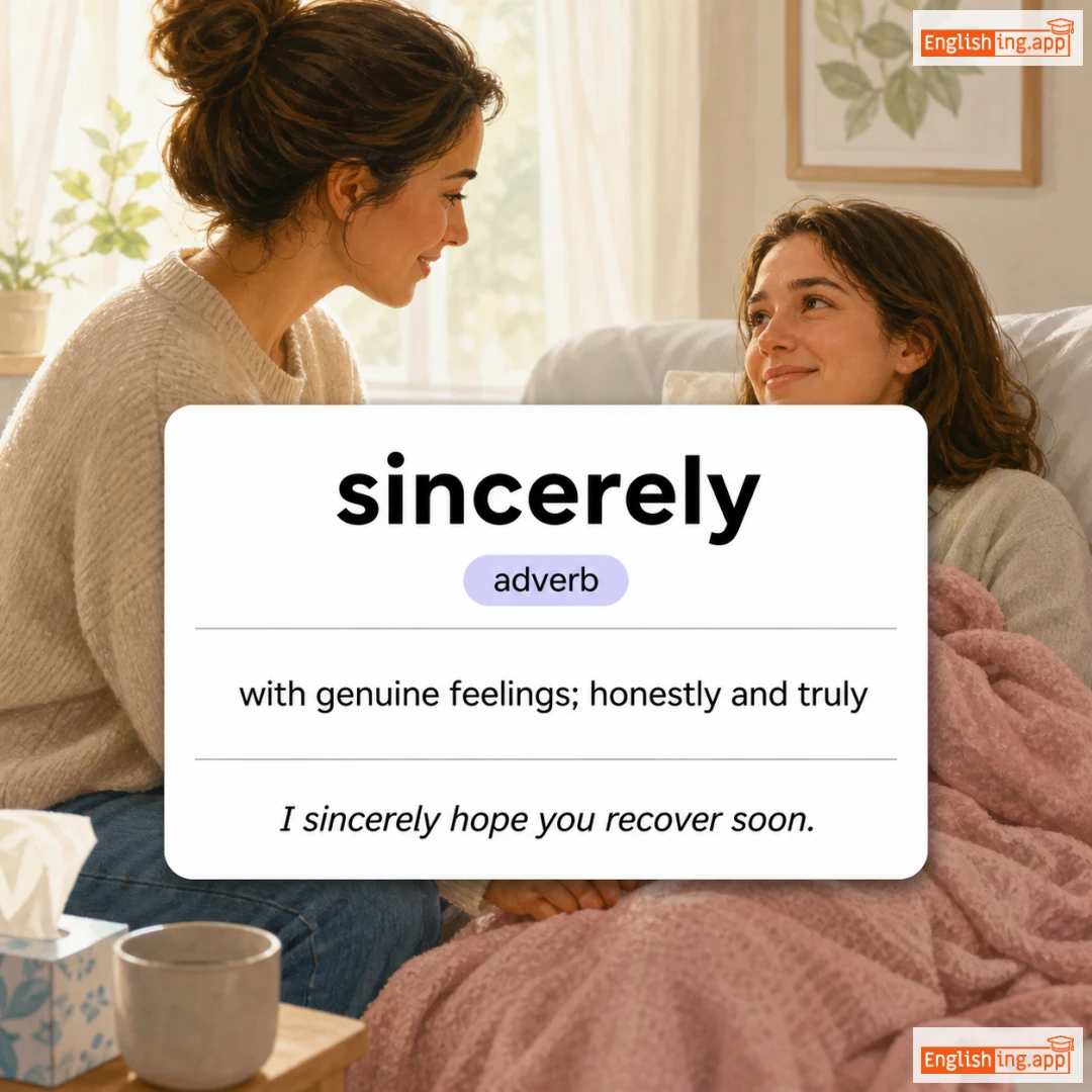 sincerely definition card — visual illustration of the meaning