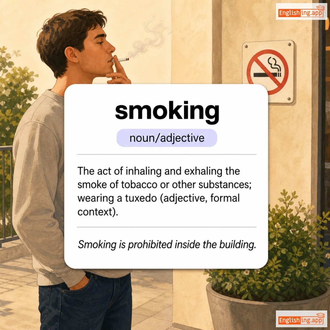 smoking definition card — visual illustration of the meaning