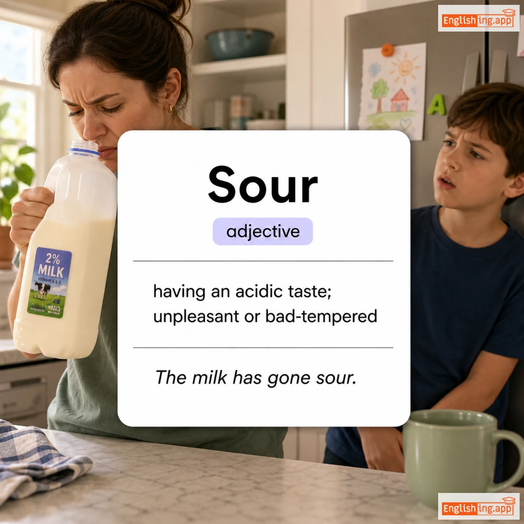 Sour definition card — visual illustration of the meaning