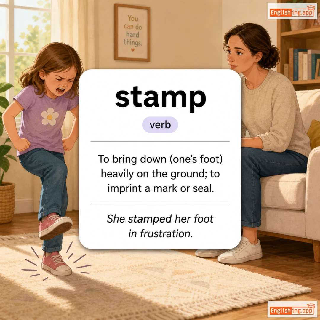 stamp definition card — visual illustration of the meaning