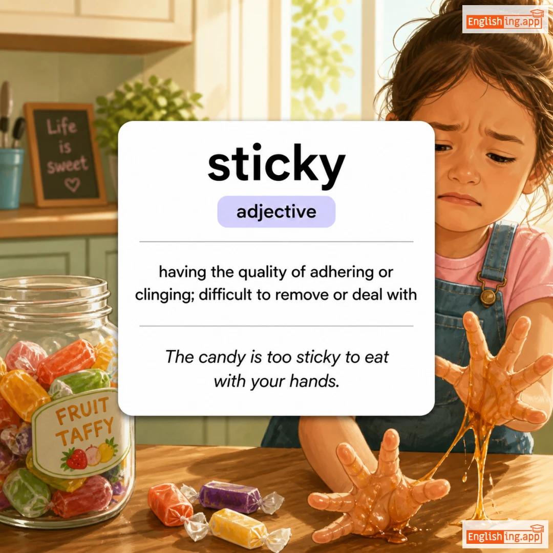 sticky definition card — visual illustration of the meaning