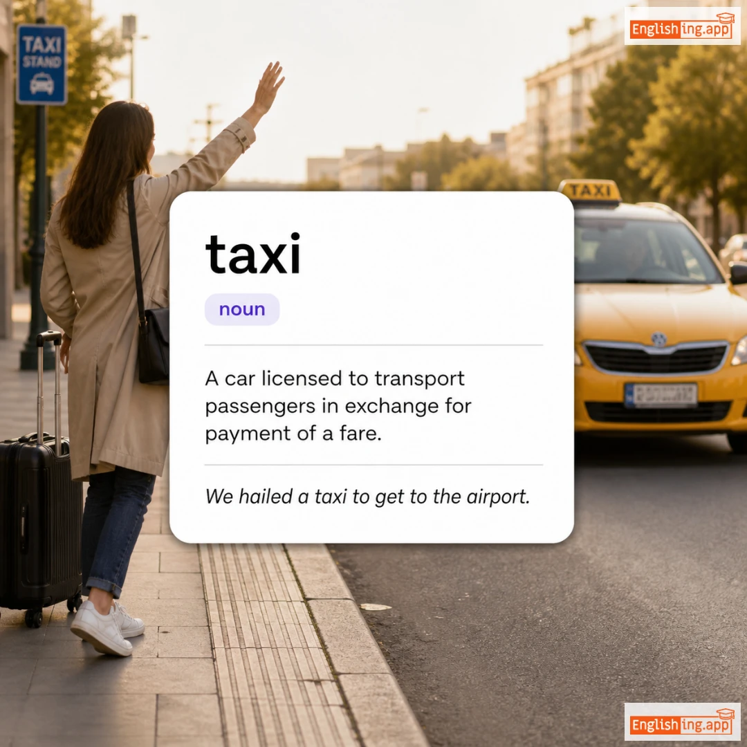 taxi definition card — visual illustration of the meaning