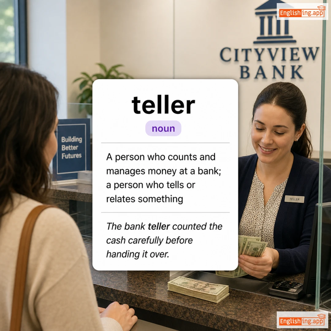 teller definition card — visual illustration of the meaning