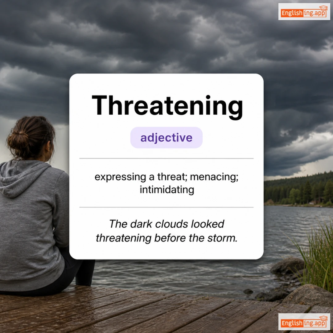 Threatening definition card — visual illustration of the meaning
