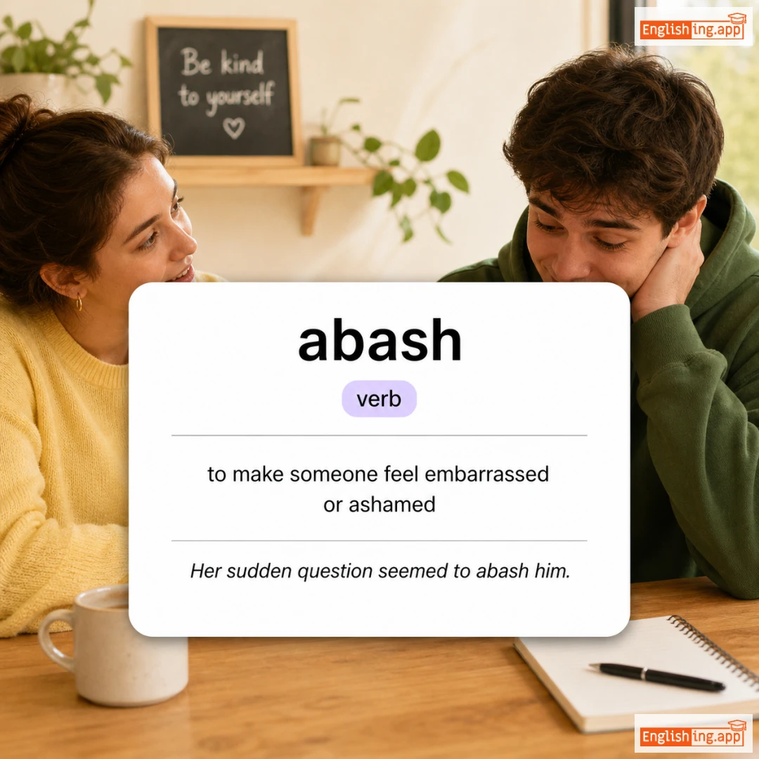abash definition card — visual illustration of the meaning
