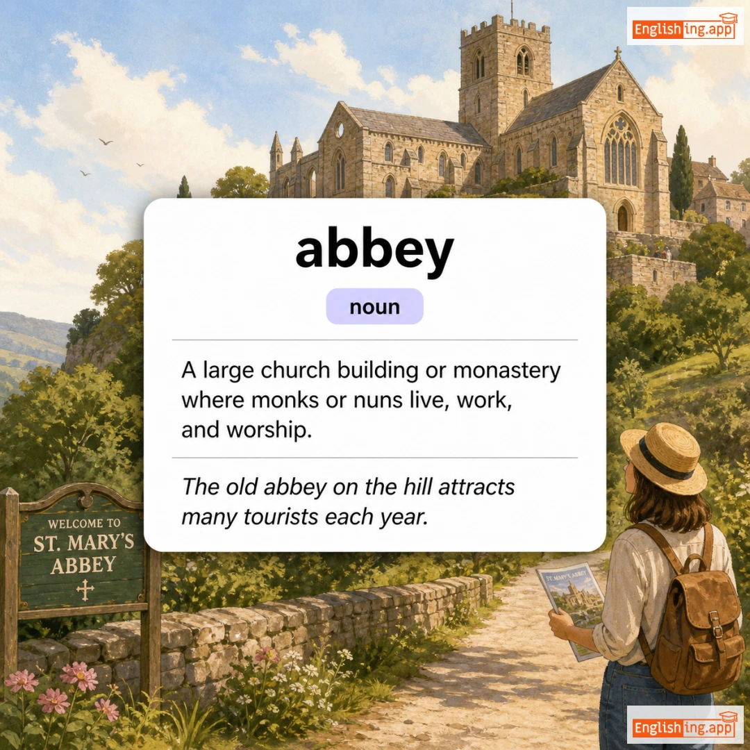 abbey definition card — visual illustration of the meaning