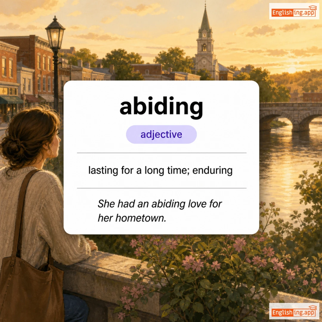 abiding definition card — visual illustration of the meaning