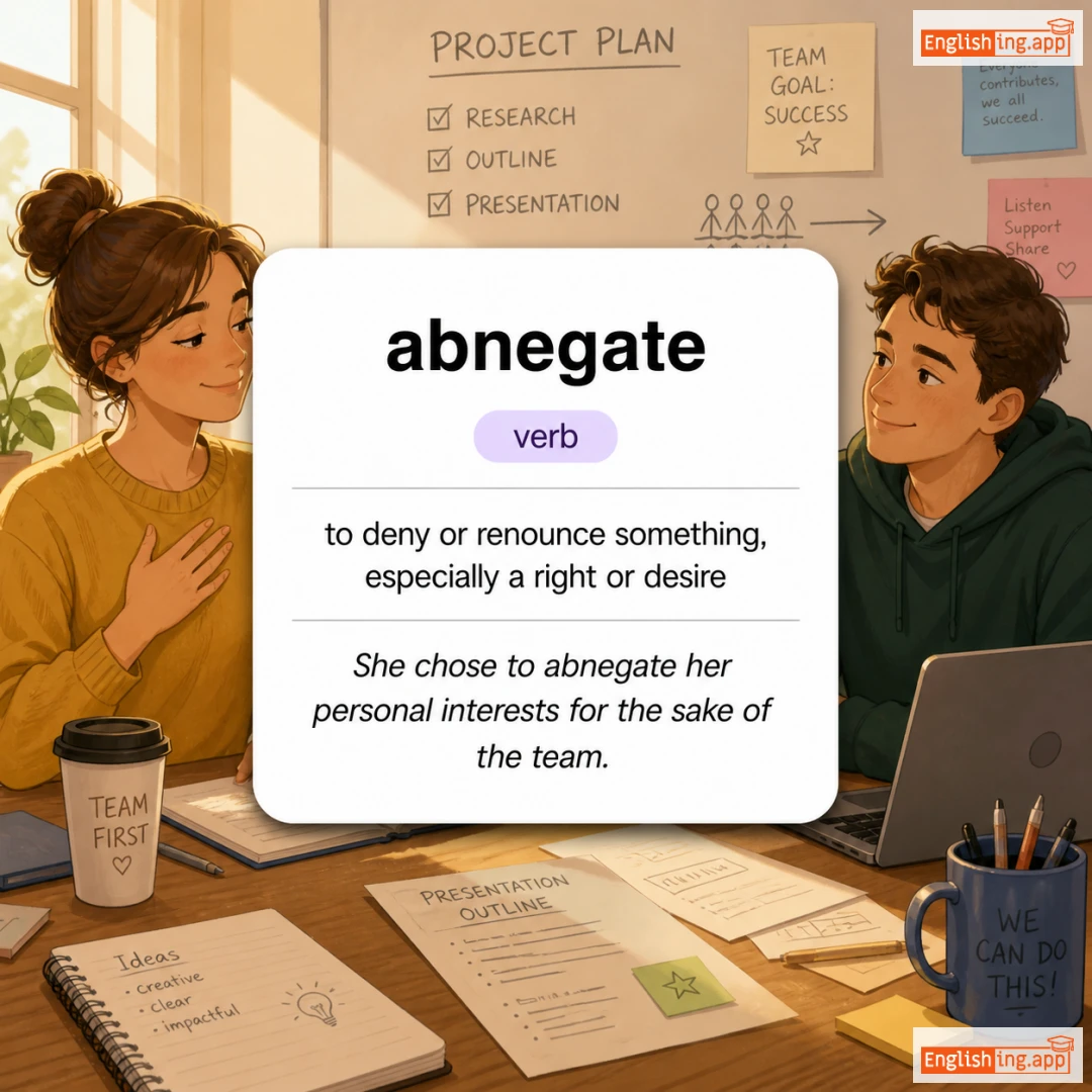 abnegate definition card — visual illustration of the meaning