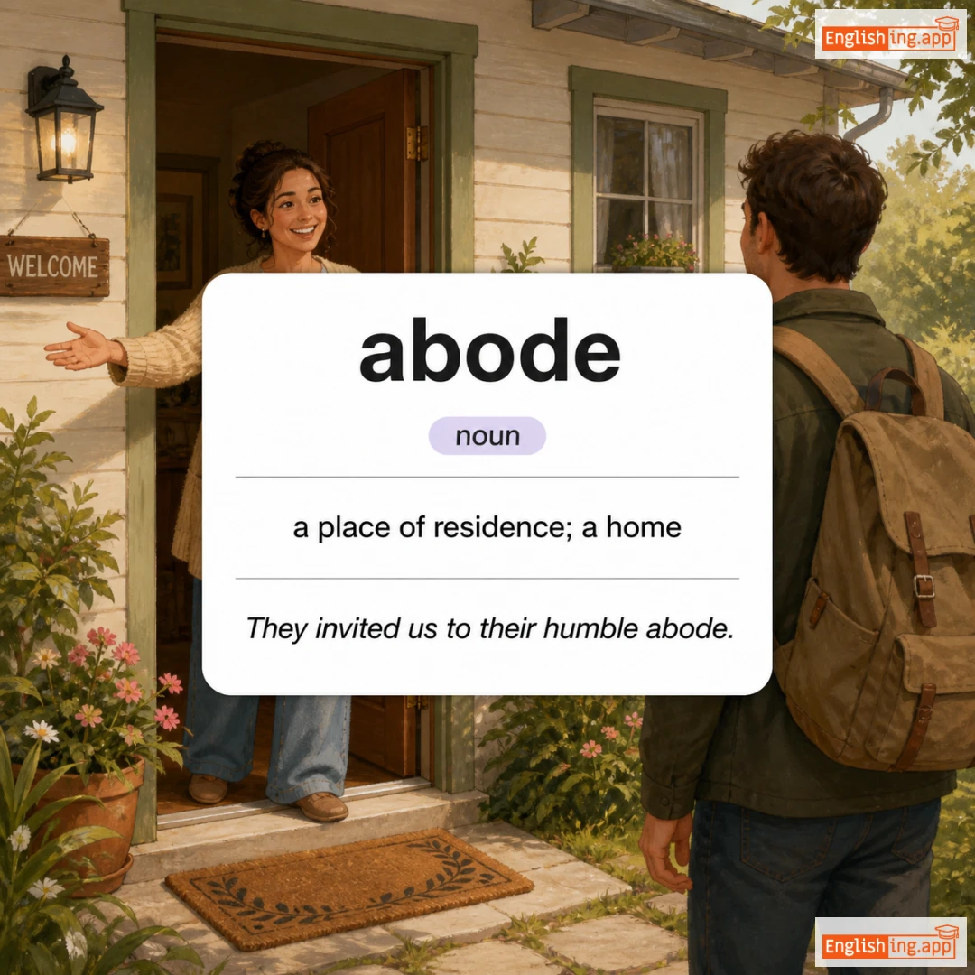abode definition card — visual illustration of the meaning