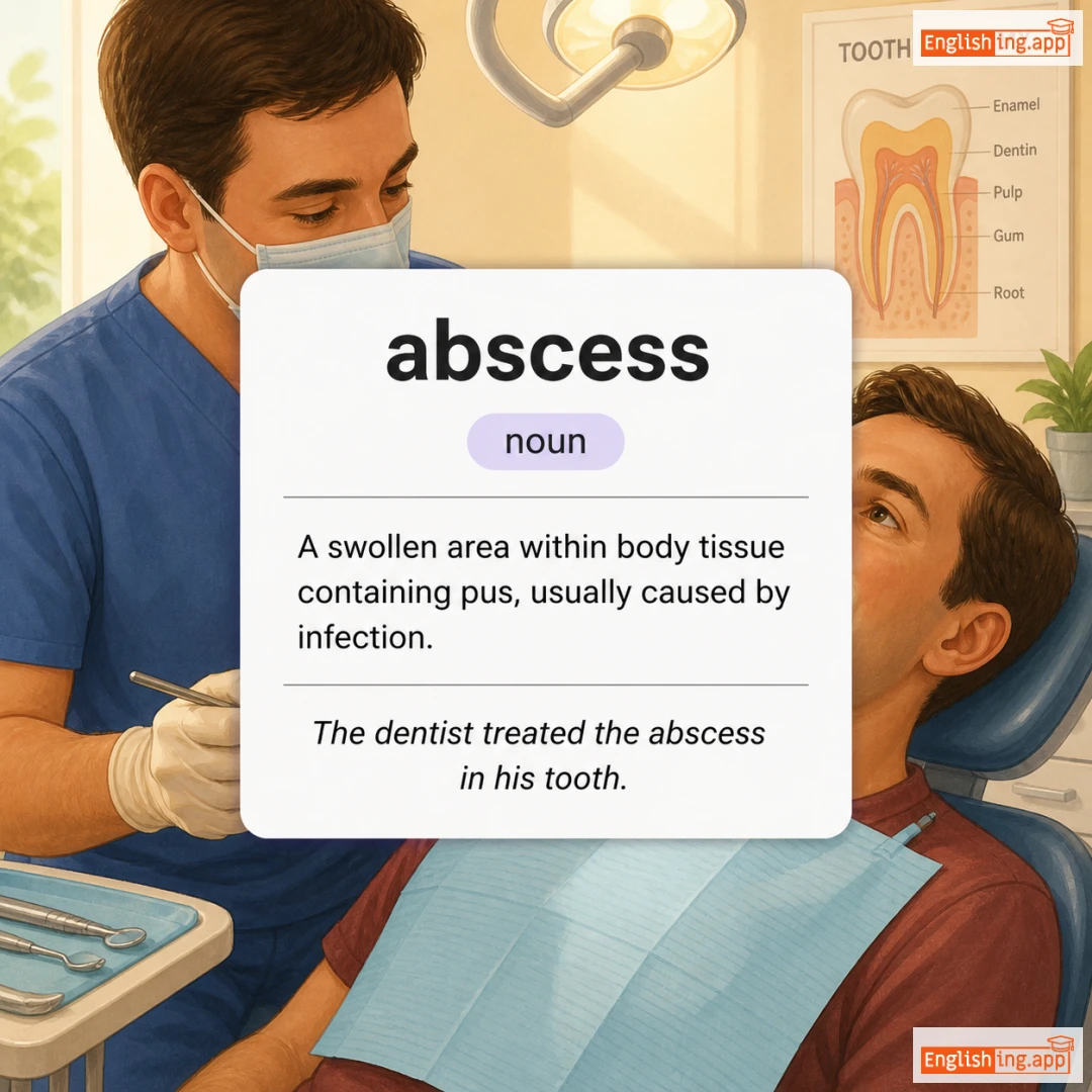 abscess definition card — visual illustration of the meaning