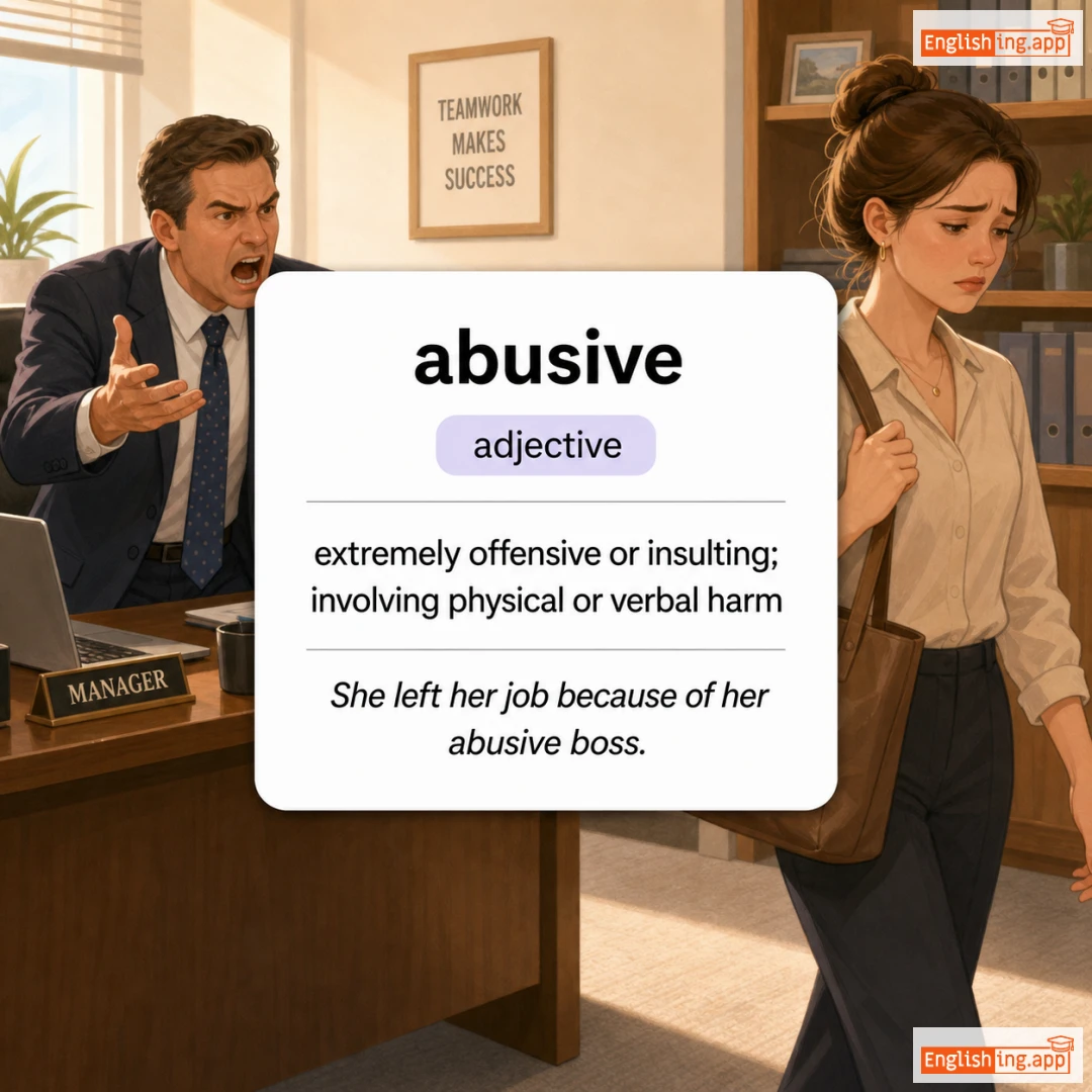 abusive definition card — visual illustration of the meaning