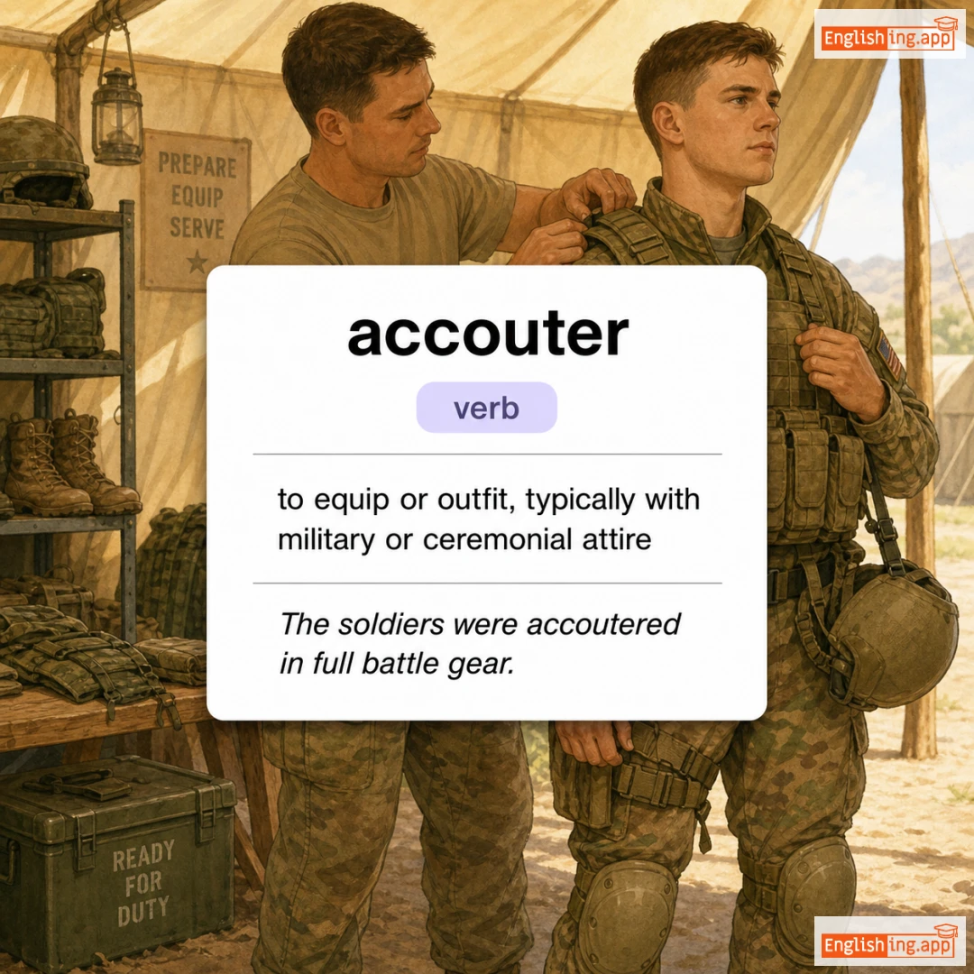 accouter definition card — visual illustration of the meaning