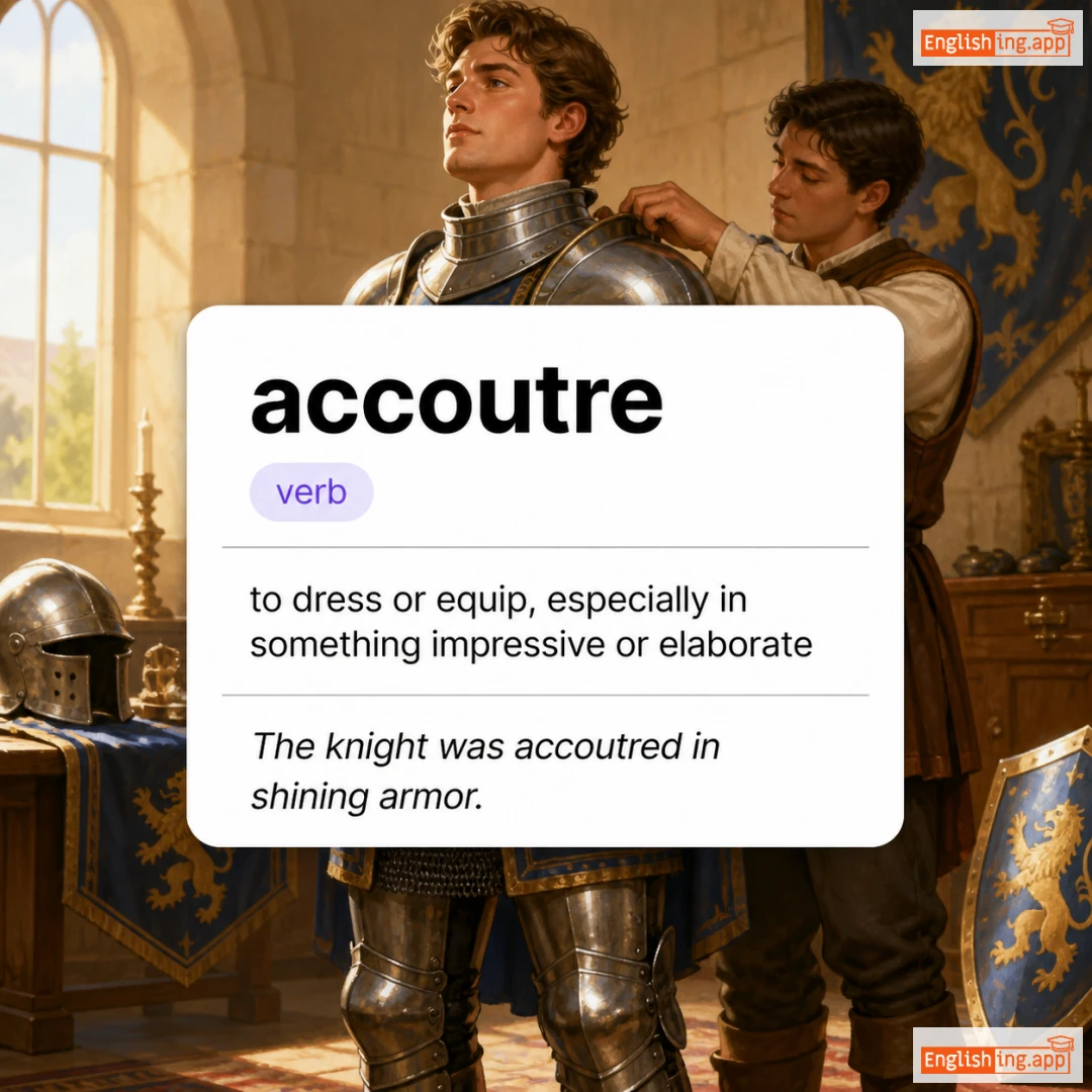 accoutre definition card — visual illustration of the meaning