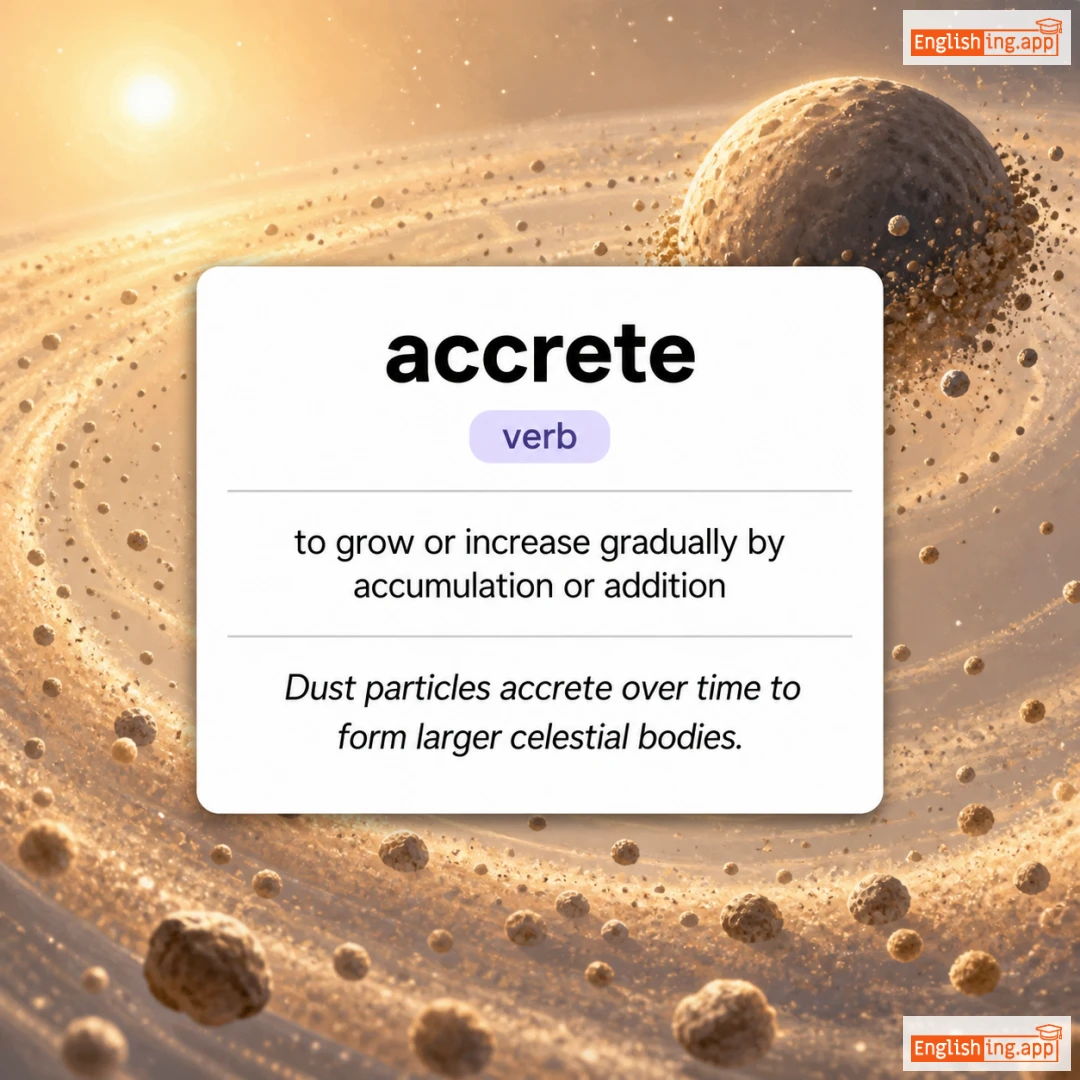 accrete definition card — visual illustration of the meaning