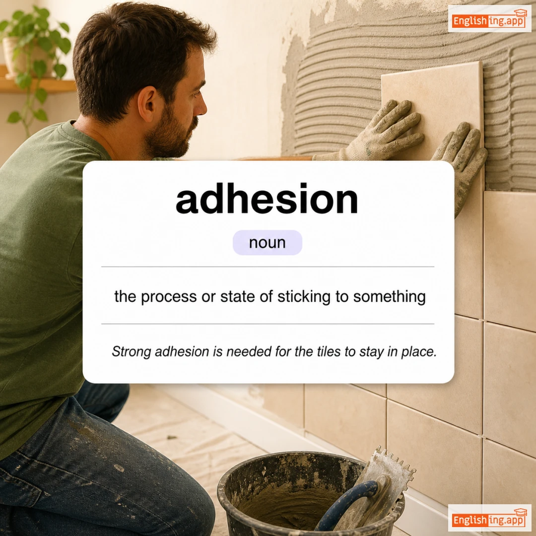 adhesion definition card — visual illustration of the meaning