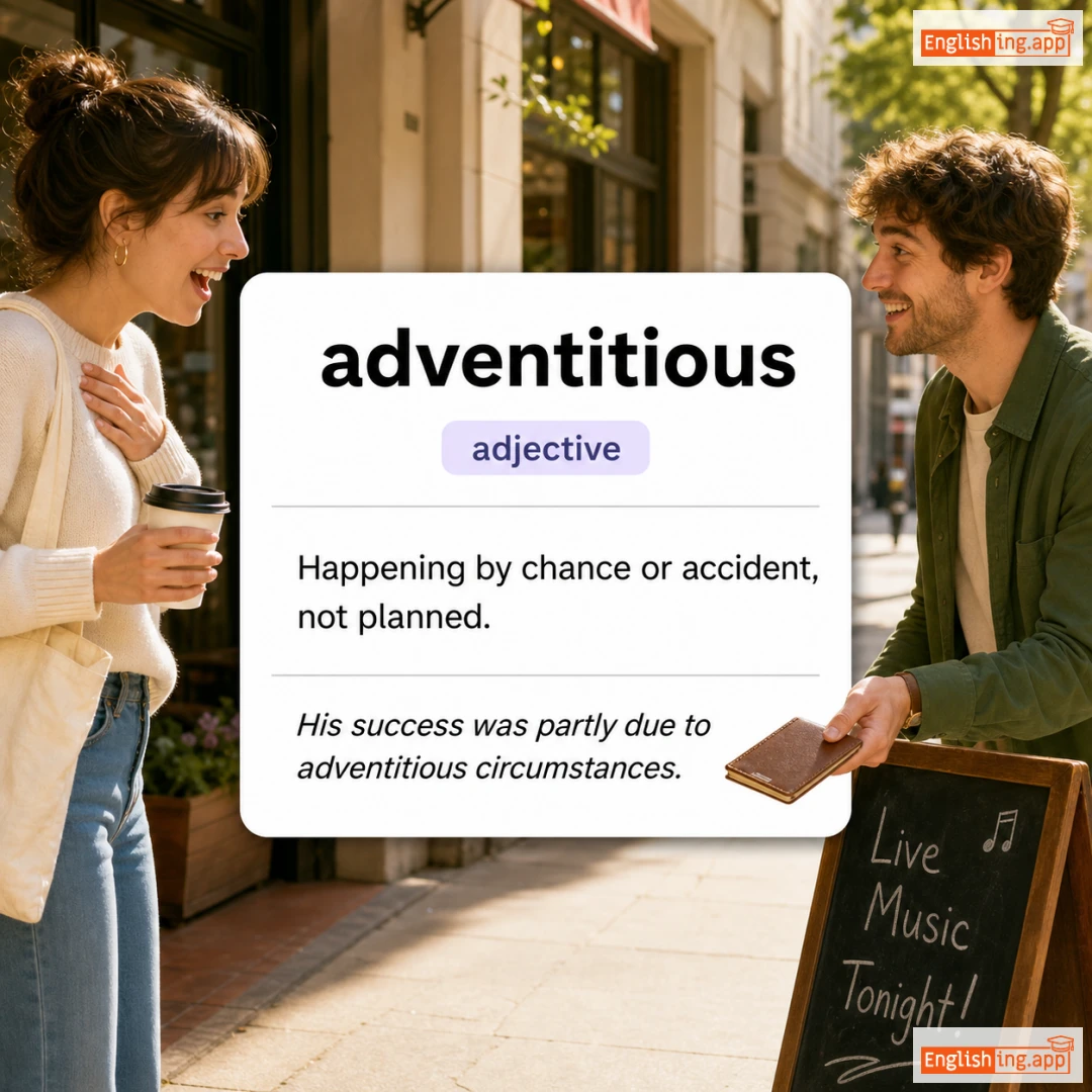 adventitious definition card — visual illustration of the meaning