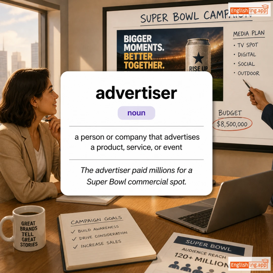 advertiser definition card — visual illustration of the meaning