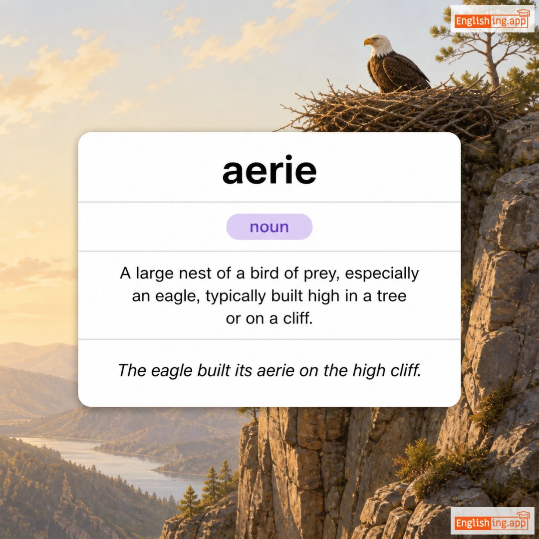 aerie definition card — visual illustration of the meaning
