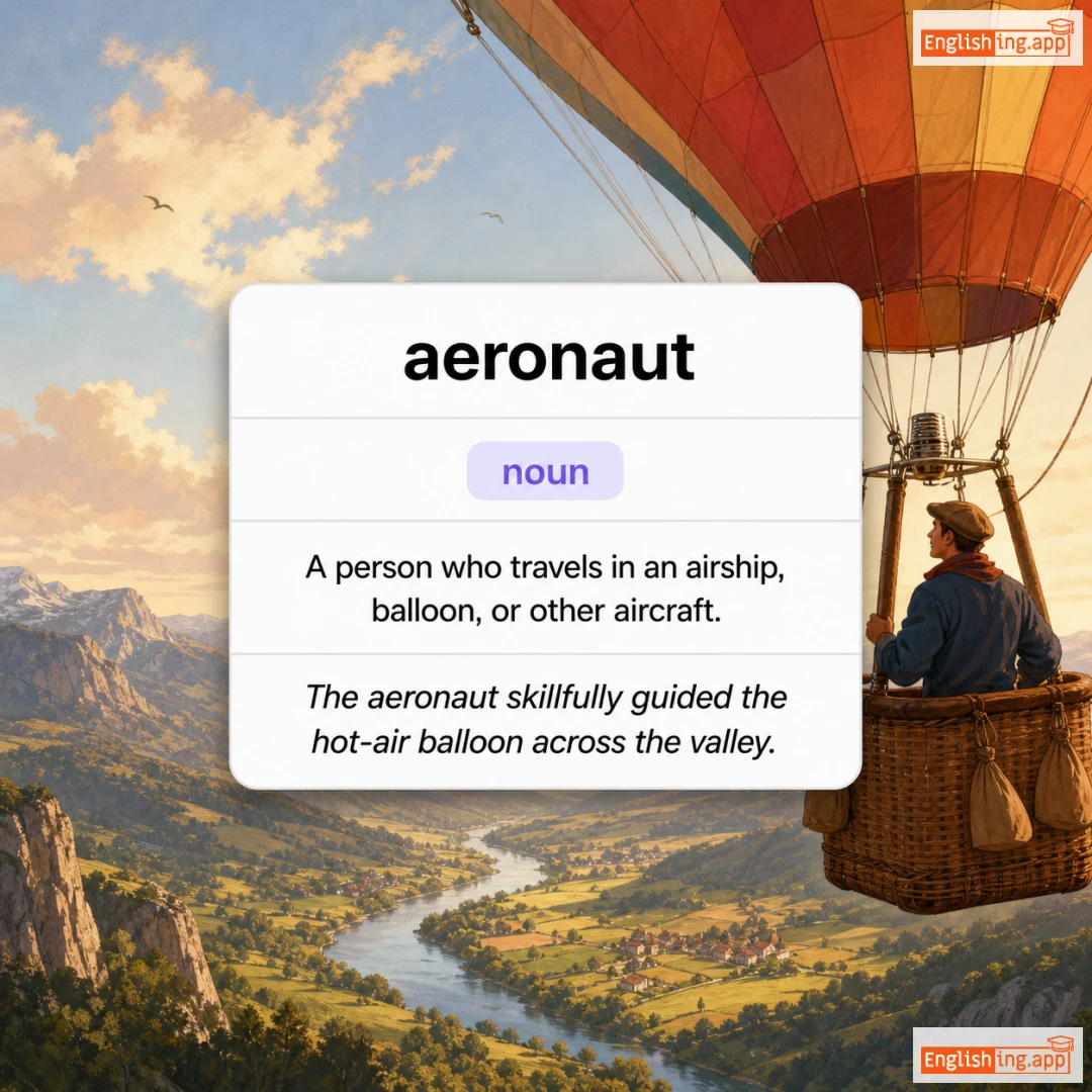 aeronaut definition card — visual illustration of the meaning