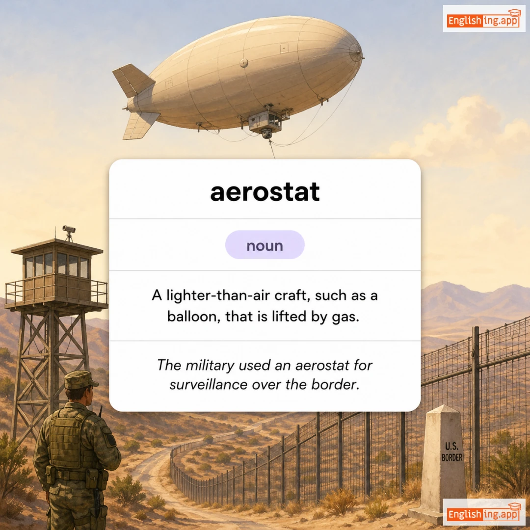 aerostat definition card — visual illustration of the meaning