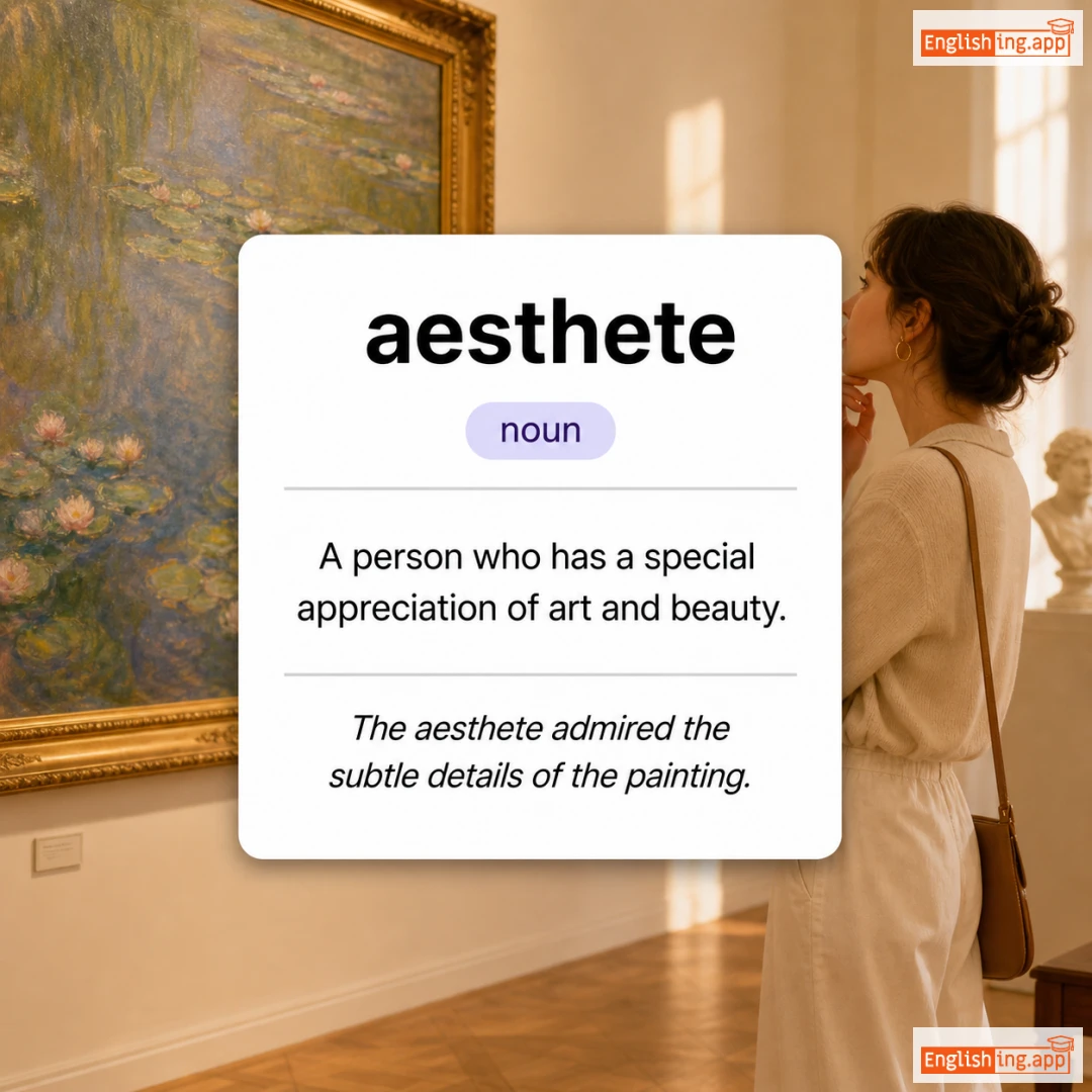 aesthete definition card — visual illustration of the meaning