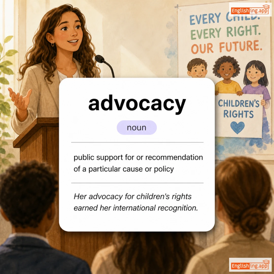 advocacy definition card — visual illustration of the meaning