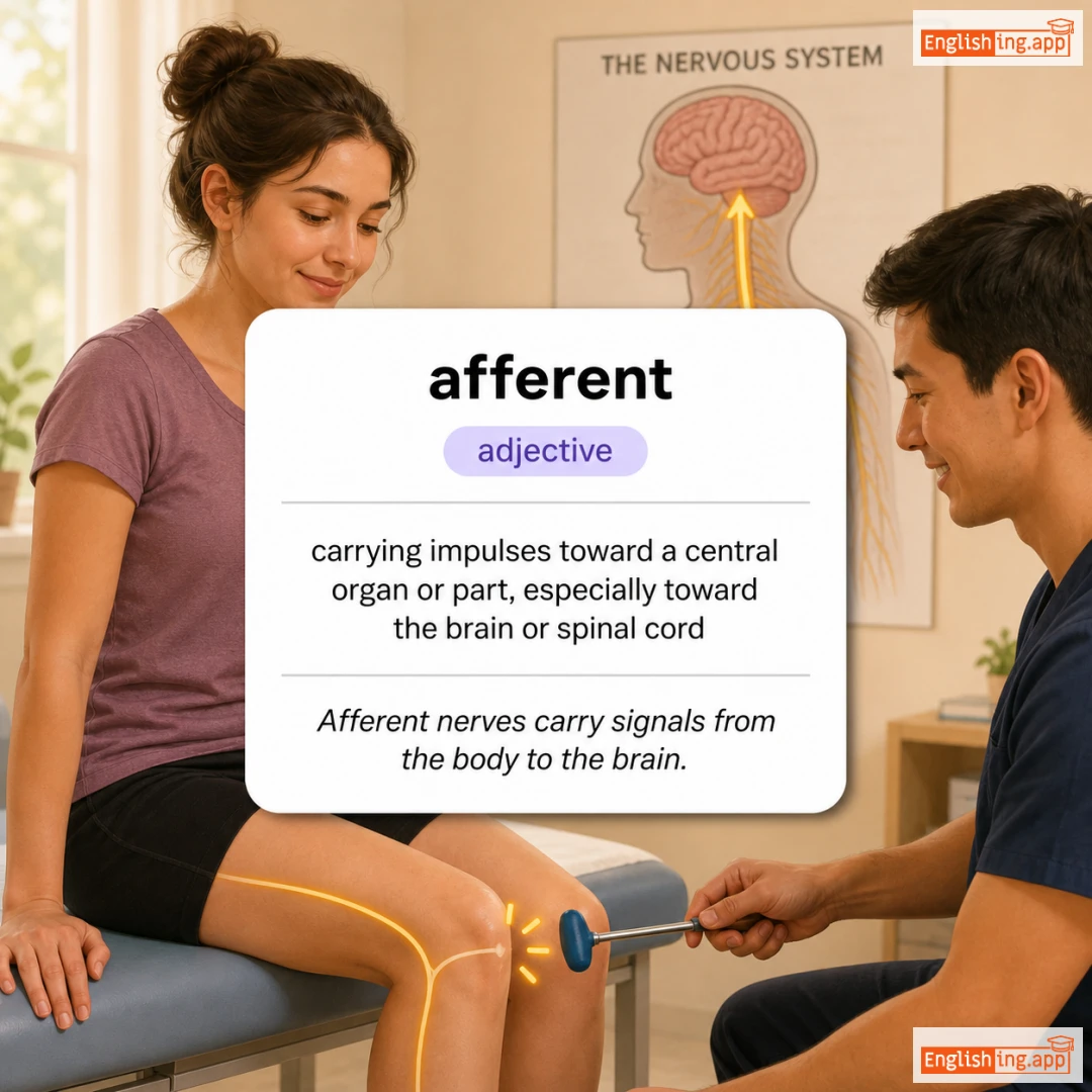afferent definition card — visual illustration of the meaning