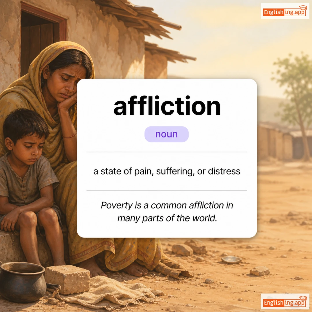 affliction definition card — visual illustration of the meaning
