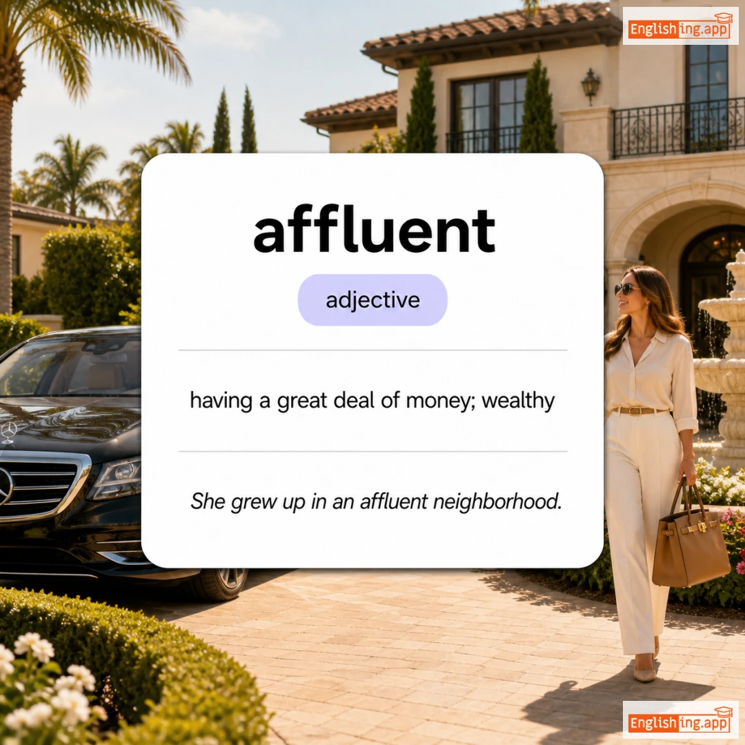 affluent definition card — visual illustration of the meaning