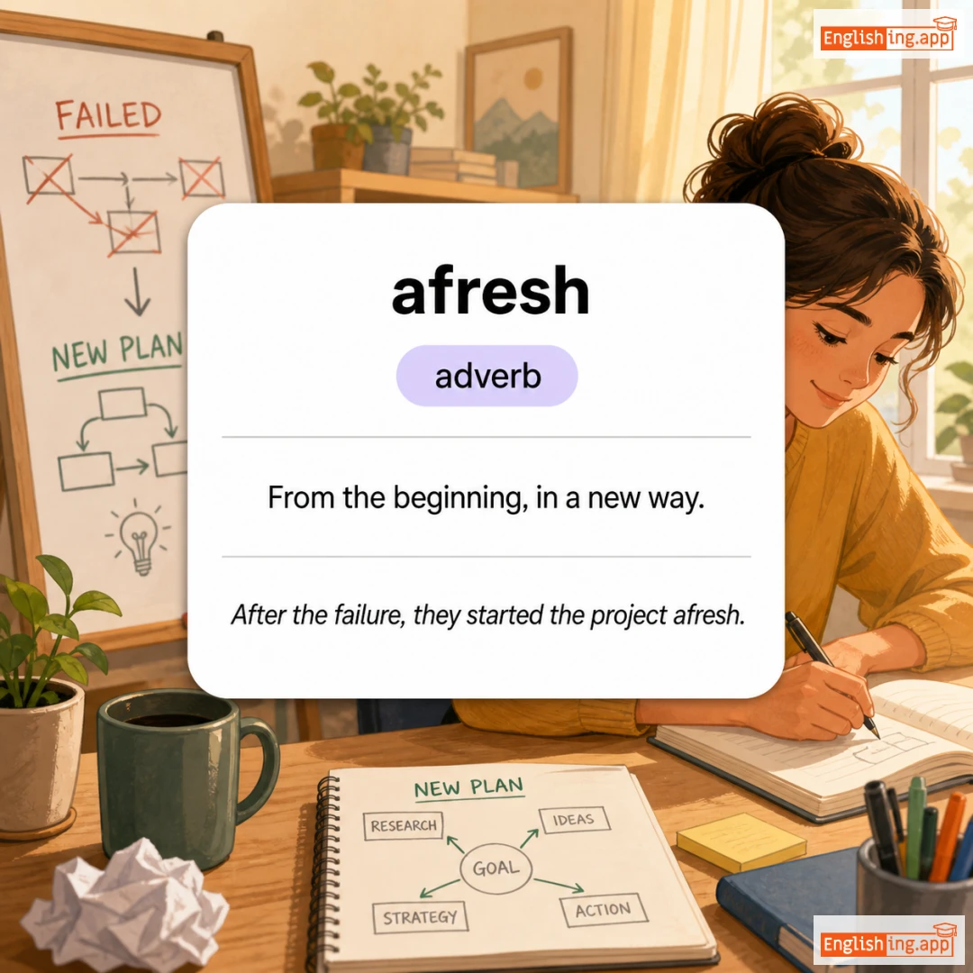 afresh definition card — visual illustration of the meaning