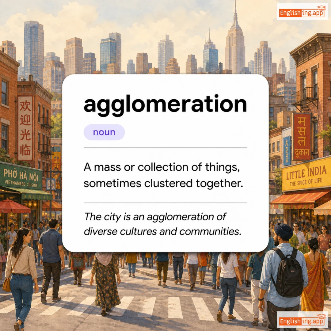 agglomeration definition card — visual illustration of the meaning