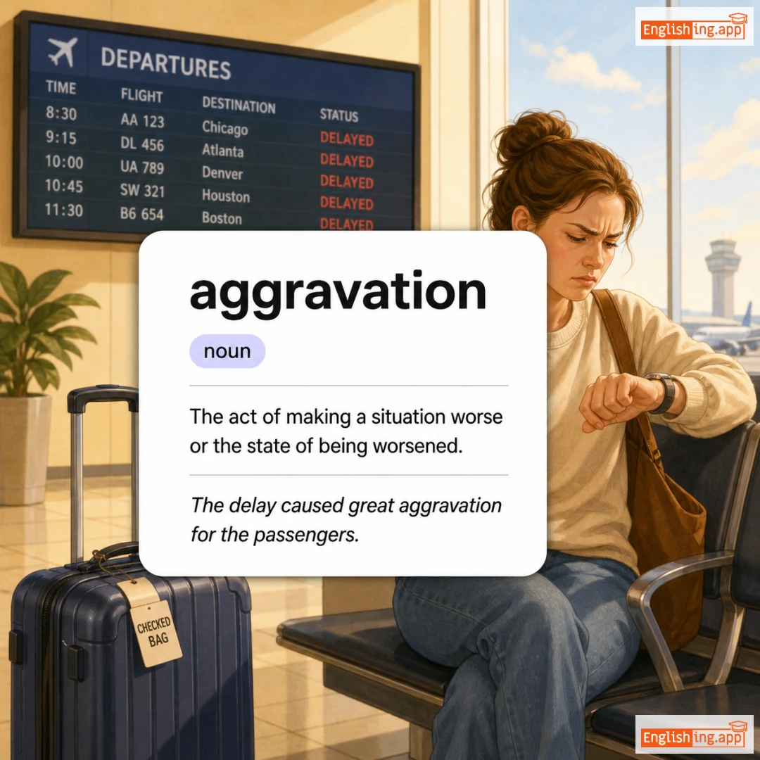 aggravation definition card — visual illustration of the meaning