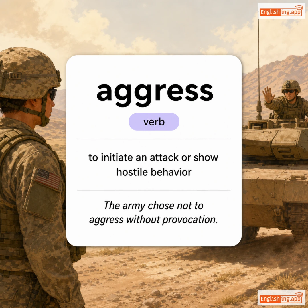 aggress definition card — visual illustration of the meaning