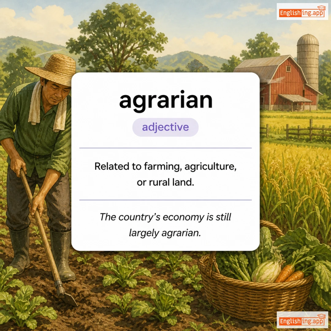 agrarian definition card — visual illustration of the meaning