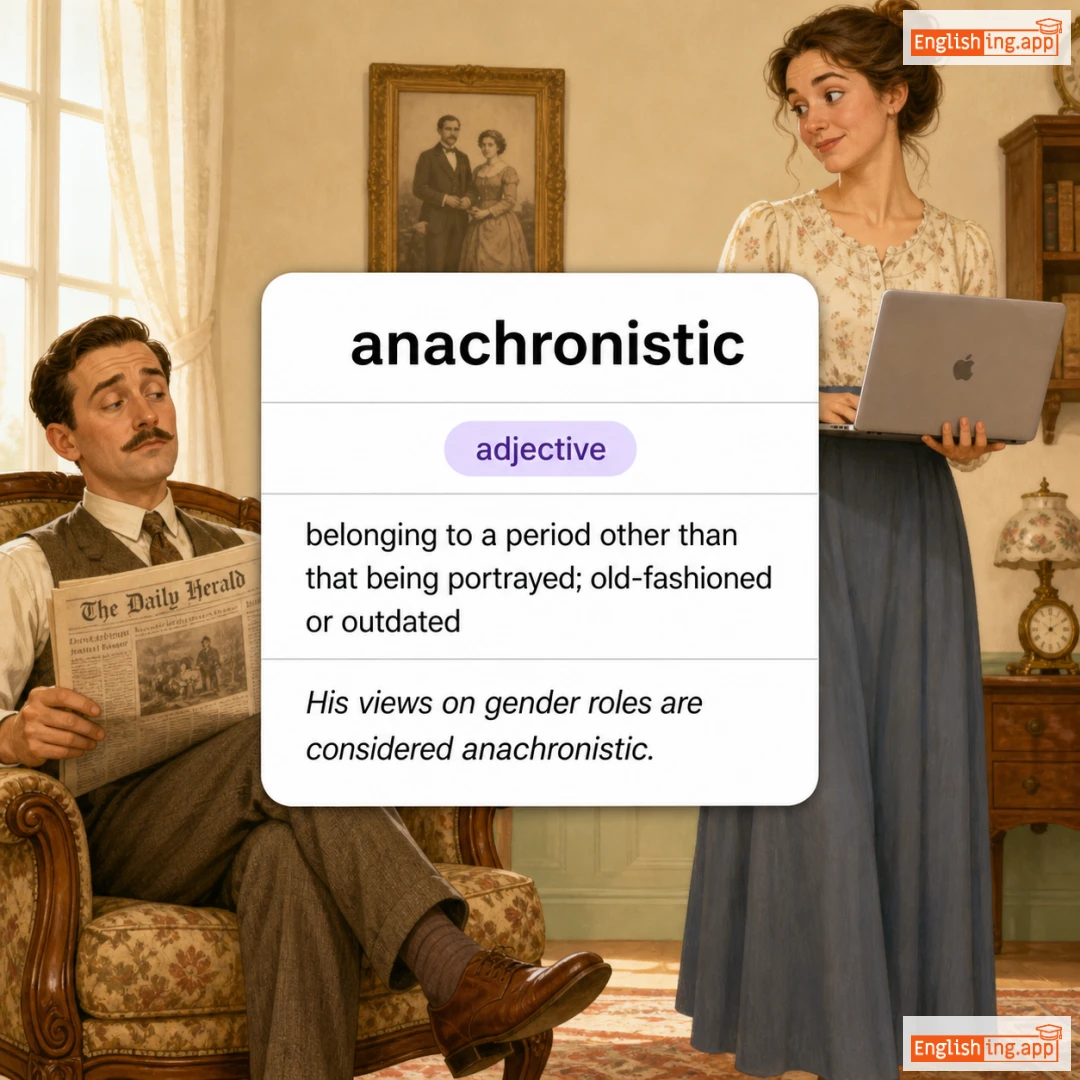 anachronistic definition card — visual illustration of the meaning