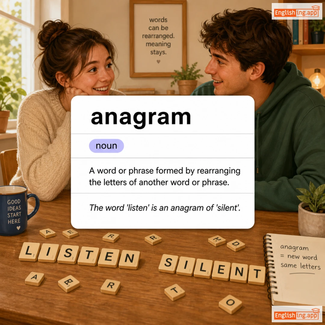 anagram definition card — visual illustration of the meaning