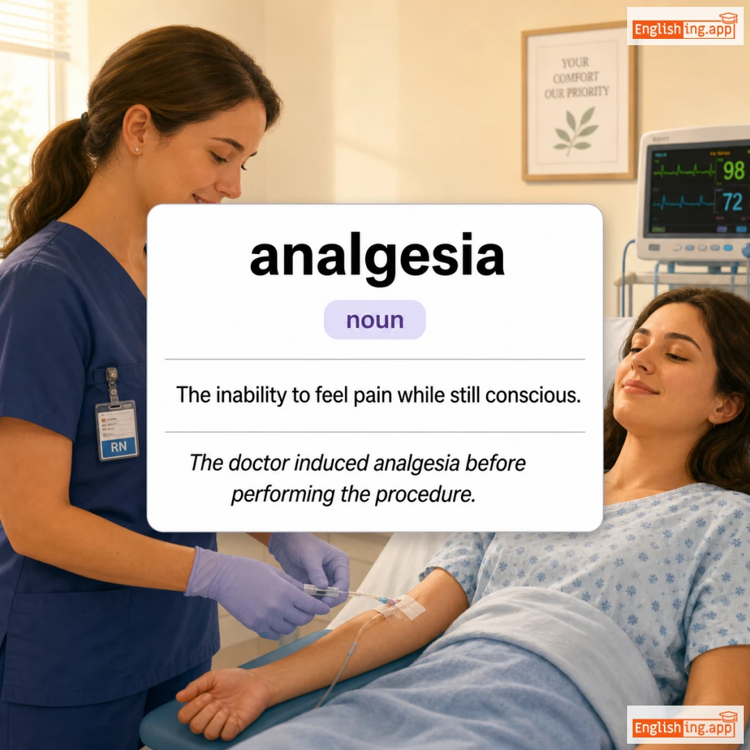 analgesia definition card — visual illustration of the meaning