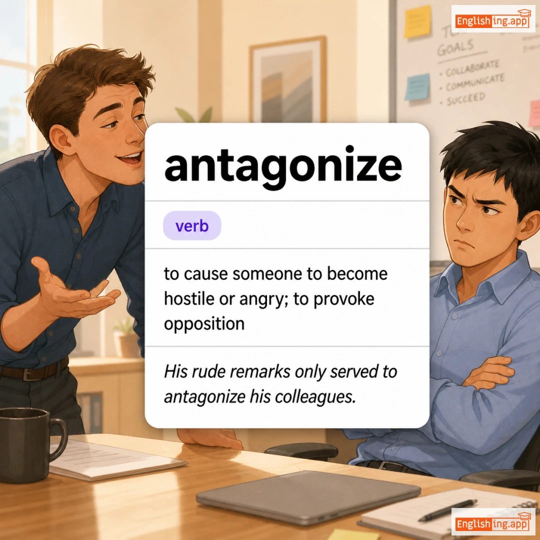 antagonize definition card — visual illustration of the meaning