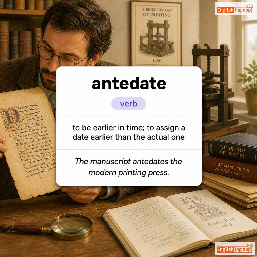 antedate definition card — visual illustration of the meaning