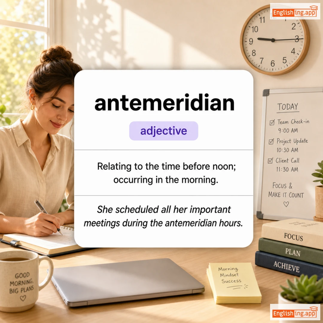 antemeridian definition card — visual illustration of the meaning