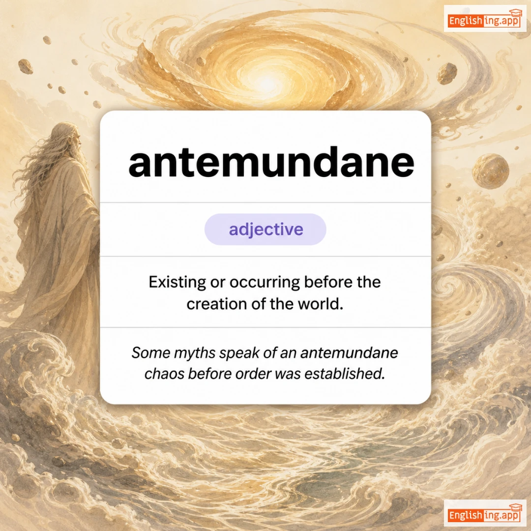 antemundane definition card — visual illustration of the meaning