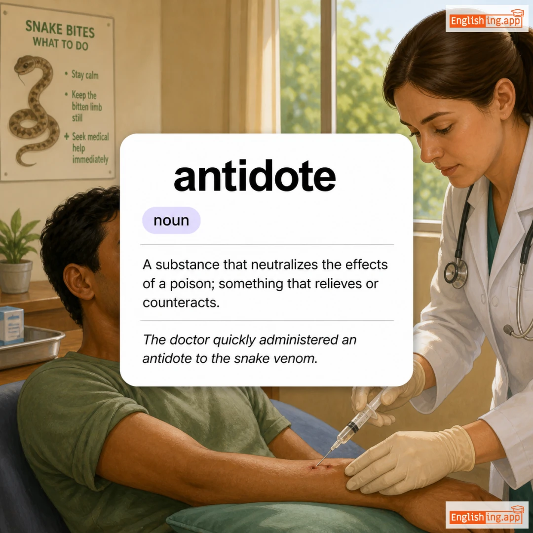 antidote definition card — visual illustration of the meaning