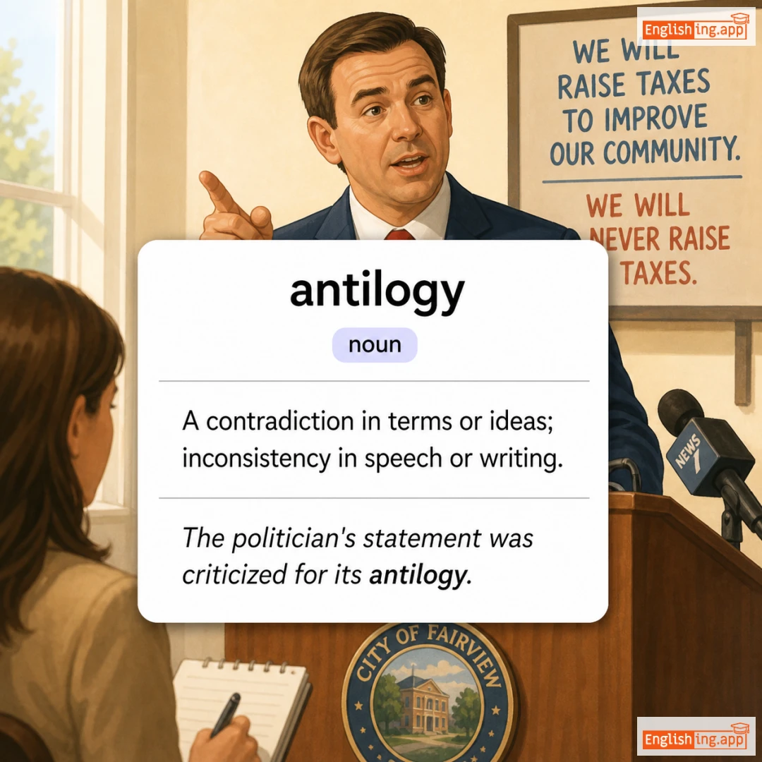 antilogy definition card — visual illustration of the meaning
