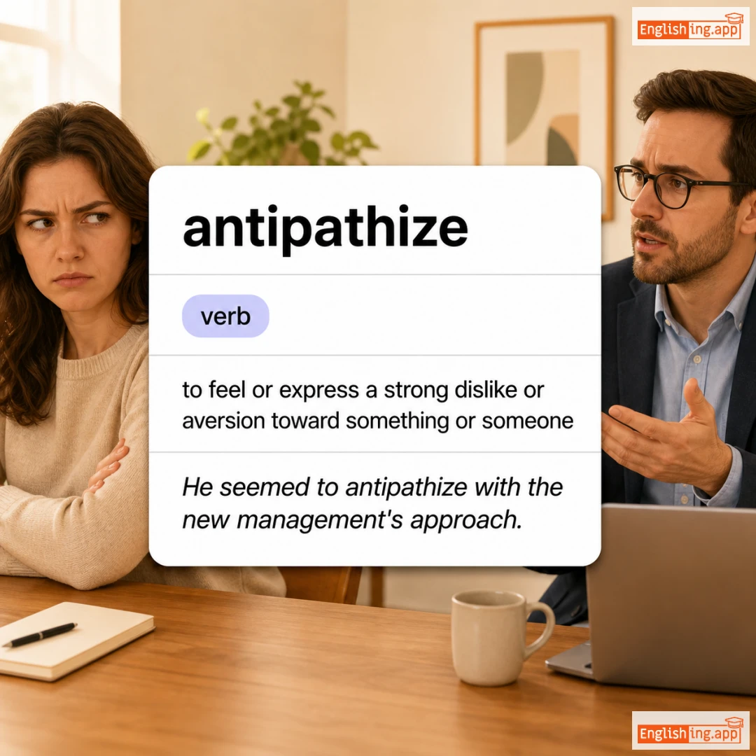 antipathize definition card — visual illustration of the meaning