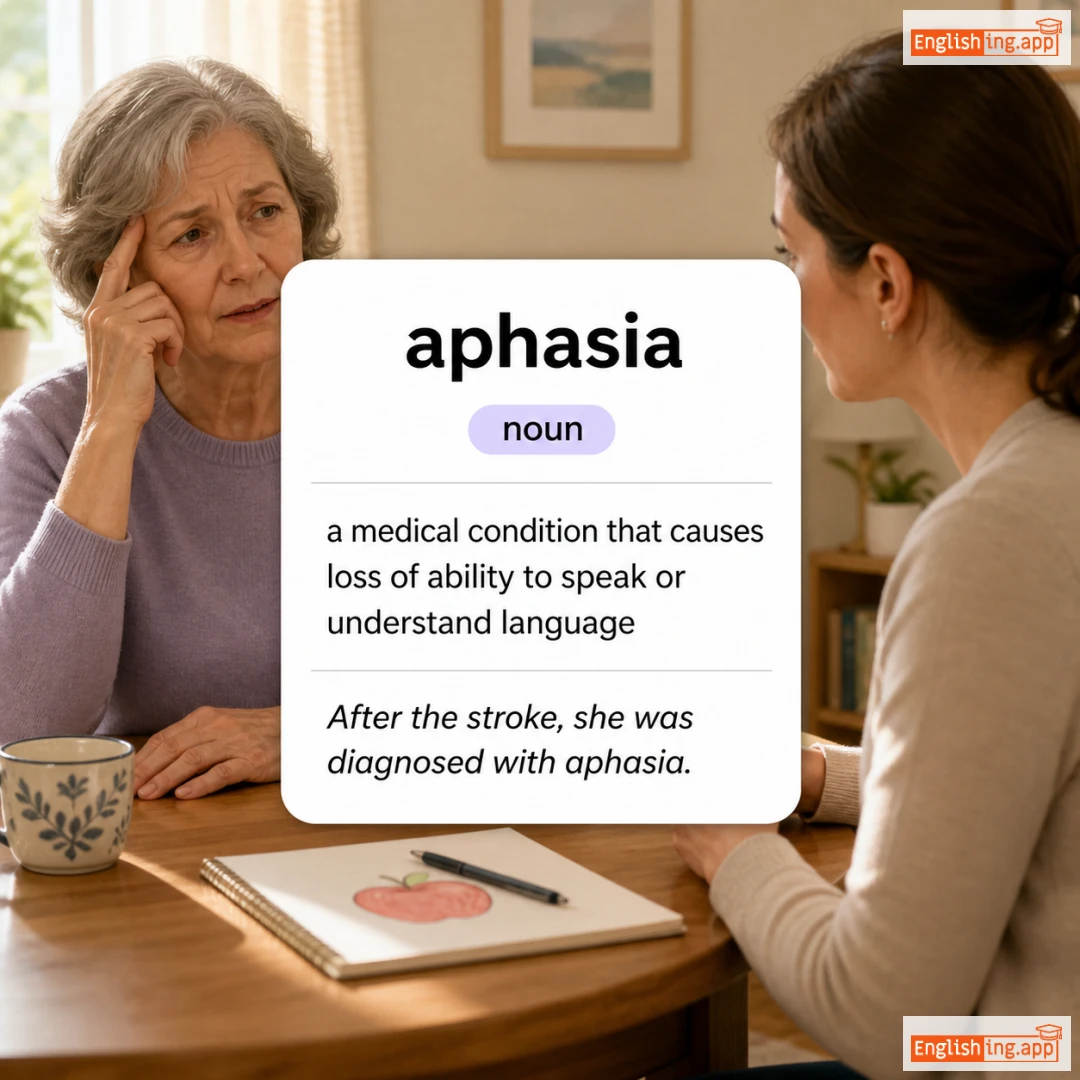 aphasia definition card — visual illustration of the meaning