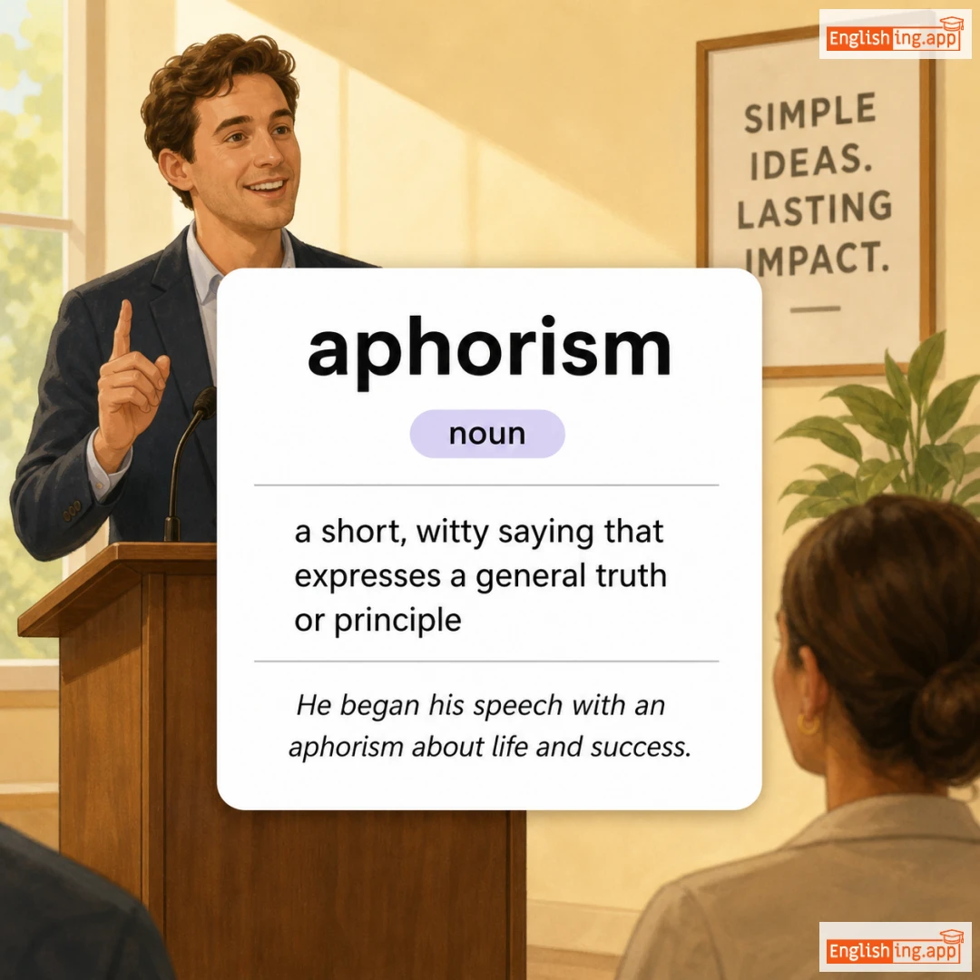 aphorism definition card — visual illustration of the meaning