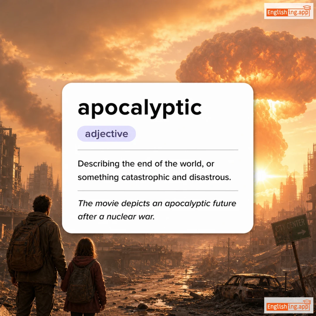 apocalyptic definition card — visual illustration of the meaning