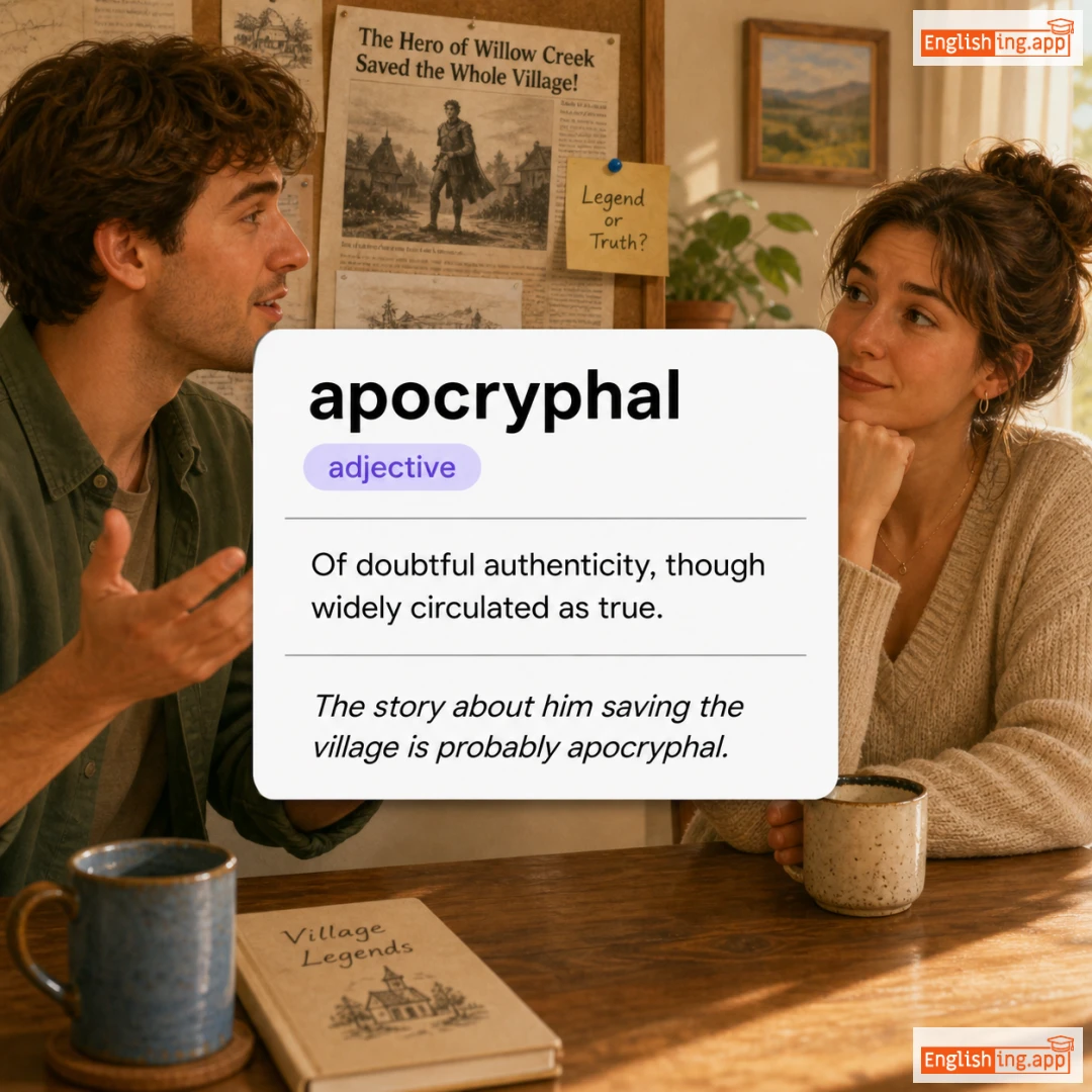 apocryphal definition card — visual illustration of the meaning