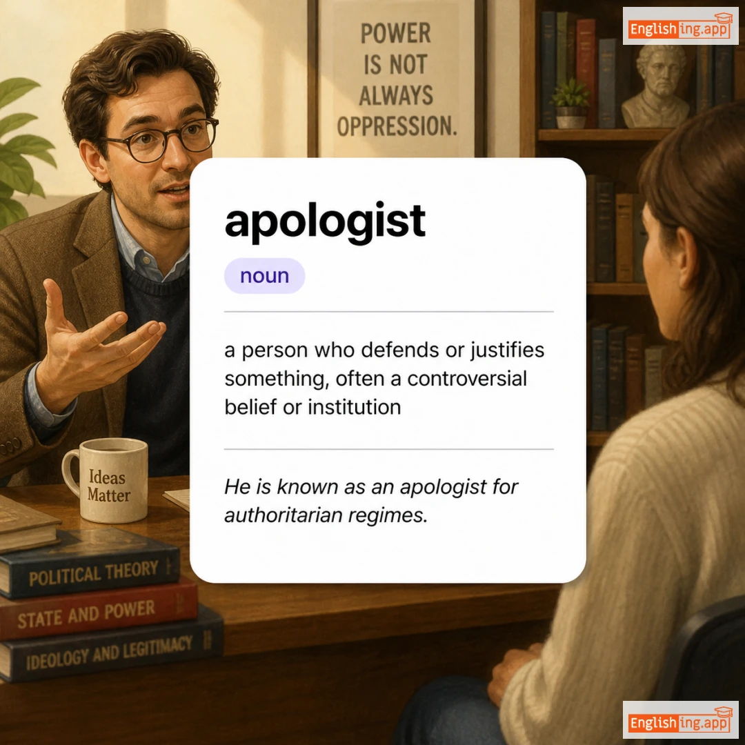 apologist definition card — visual illustration of the meaning