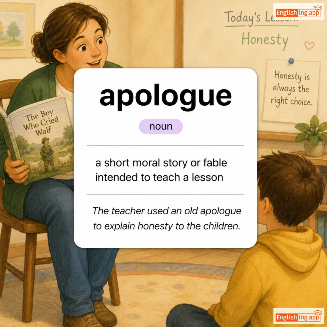 apologue definition card — visual illustration of the meaning